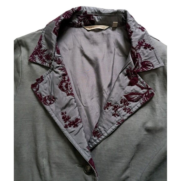 Soft Surroundings Long Jacket Womens Medium Gray Purple Grandeur Embroidery Boho - Picture 6 of 15